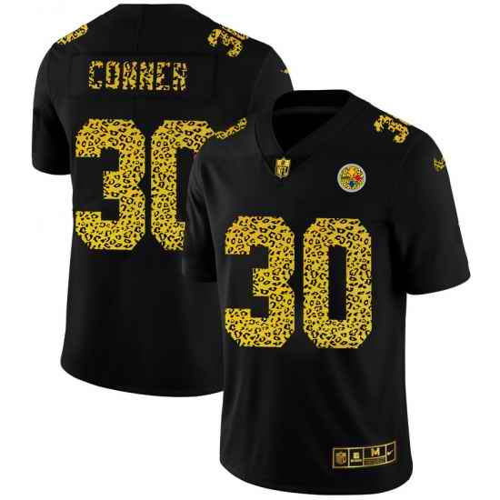 Pittsburgh Steelers 30 James Conner Men Nike Leopard Print Fashion Vapor Limited NFL Jersey Black